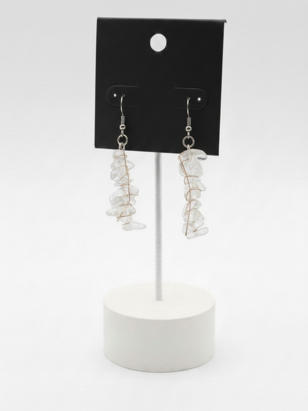 Elegant Clear Crystal Chip Drop Earrings — Lightweight Wire-Wrapped Design